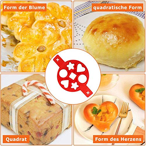 U&X Molde de Silicona Antiadherente para Huevos Redondos, Donuts, Magdalenas, Tortitas, moldes de corazón de Silicona Rojo Pack de 2 U&X Molde de Silicona Antiadherente para Huevos Redondos, Donuts, Magdalenas, Tortitas, moldes de corazón de Silicona Rojo Pack de 2