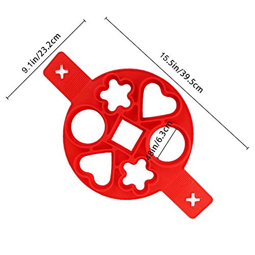 U&X Molde de Silicona Antiadherente para Huevos Redondos, Donuts, Magdalenas, Tortitas, moldes de corazón de Silicona Rojo Pack de 2