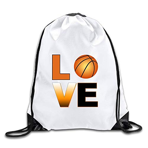 uykjuykj Bolsos De Gimnasio,Mochilas,Love Basketball Polyester Drawstring Backpack Rucksack Shoulder Bags Gym Bag Home Travel Sport Storage Use Lightweight Unique 17x14 IN