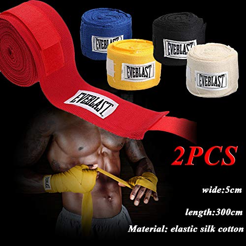 Uzinb 2 Rollos de algodón 3M Deportes Correa de Boxeo Vendaje de Sanda Muay Thai Guantes de Taekwondo Mano Wraps
