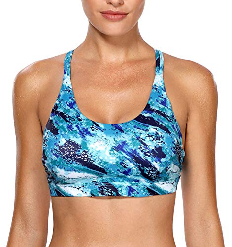 V FOR CITY Sujetador deportivo para mujer con sujetador acolchado y sujeción firme sin aros, espalda cruzada, copas moldeadas Fitness Yoga Bustier azul S V FOR CITY Sujetador deportivo para mujer con sujetador acolchado y sujeción firme sin aros, espalda cruzada, copas moldeadas Fitness Yoga Bustier azul S