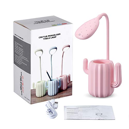 VADIV Lámpara Escritorio Led,Niño Cactus Flexo Lámpara de Mesa con Portalápices de Mesa USB Regulable Recargable 3 Modos Para Leer Estudiar Protege a Ojos - Rosa VADIV Lámpara Escritorio Led,Niño Cactus Flexo Lámpara de Mesa con Portalápices de Mesa USB Regulable Recargable 3 Modos Para Leer Estudiar Protege a Ojos - Rosa