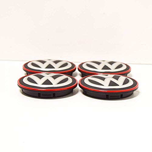VAG Recambio Original Volkswagen - Juego 4 Piezas x Tapas Centro Ruedas Llantas de Aleación (Borde Cromado/Rojo), 5G0601171BLYC VAG Recambio Original Volkswagen - Juego 4 Piezas x Tapas Centro Ruedas Llantas de Aleación (Borde Cromado/Rojo), 5G0601171BLYC
