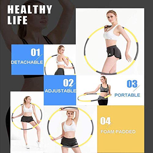 VAGAV Fitness Ejercicio Pesado Hula Hoop, Perder Peso rápido por diversión Forma de Entrenamiento, Quema de Grasa Modelo Saludable, Desmontable y diseño Ajustable de tamaño (Dia.95)