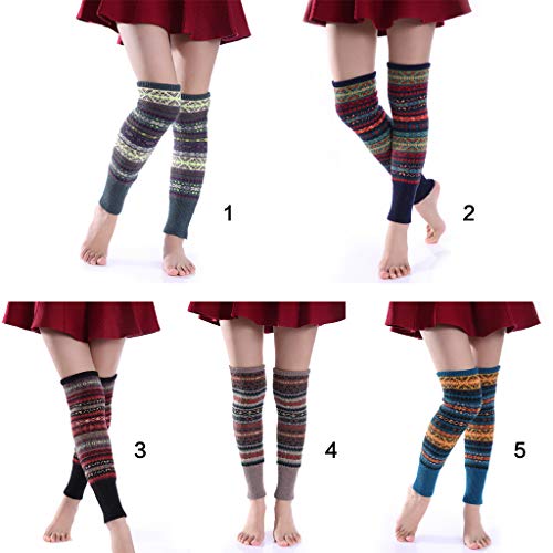 VAILANG Mujeres Niñas Calentadores de piernas largas de Punto Bohemio Contraste Color Rayas de Camuflaje Espesar sobre la Rodilla Cubrebotas de Botas Altas Calcetines Azul Marino Profundo VAILANG Mujeres Niñas Calentadores de piernas largas de Punto Bohemio Contraste Color Rayas de Camuflaje Espesar sobre la Rodilla Cubrebotas de Botas Altas Calcetines Azul Marino Profundo
