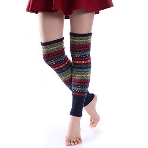 VAILANG Mujeres Niñas Calentadores de piernas largas de Punto Bohemio Contraste Color Rayas de Camuflaje Espesar sobre la Rodilla Cubrebotas de Botas Altas Calcetines Azul Marino Profundo VAILANG Mujeres Niñas Calentadores de piernas largas de Punto Bohemio Contraste Color Rayas de Camuflaje Espesar sobre la Rodilla Cubrebotas de Botas Altas Calcetines Azul Marino Profundo