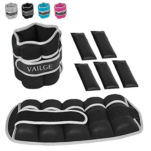 Vailge - Muñequera con peso ajustable (peso de 0,5 kg a 3 kg, para piernas de mujer, para hacer deporte, correr, hacer gimnasia), color Negro , tamaño 1.5KG Paar=(1.5x2=3KG)