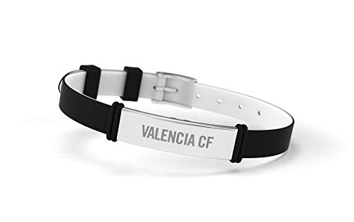 Valencia Club de Fútbol Pulsera Fashion Negra Ajustable para Hombre, Mujer y Niño | Pulsera Valencia de Silicona y Acero Inoxidable | Apoya al Valencia CF con un Producto Oficial | VCF