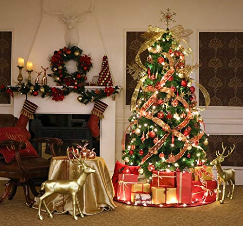 Valery Madelyn 50 Piezas Bolas de Navidad de 3-8 cm, Adornos Navideños para Arbol, Decoración de Bolas de Navidad Inastillable Plástico de Rojo y Dorado, Regalos de Colgantes de Navidad (Lujo)