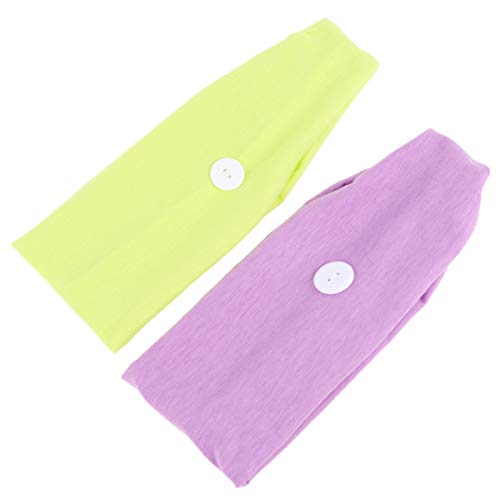 VALICLUD Diadema Elástica de 2 Piezas con Botones para Máscara Protección para Los Oídos con Envoltura de Cabeza Ancha para Médicos Enfermeras Entrenamiento de Yoga Unisex Turbante