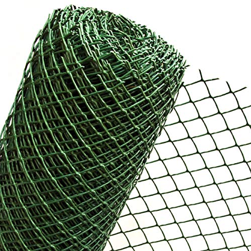 Valla de plástico de 1,5 m² en 1,5 m de ancho, para fijación de gancho, valla de jardín, malla de 50 mm, color verde oscuro RO5/150HD