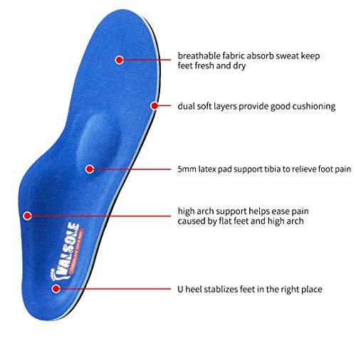 Valsole Plantillas Ortopédicas soportes de arco y talones la absorción de choque- para el dolor de talón, pie plano, Fascitis Plantar, dolor de rodilla y espalda (41-42 EU (270mm), V107B-Azul) Valsole Plantillas Ortopédicas soportes de arco y talones la absorción de choque- para el dolor de talón, pie plano, Fascitis Plantar, dolor de rodilla y espalda (41-42 EU (270mm), V107B-Azul)