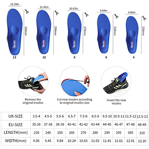 Valsole Plantillas Ortopédicas soportes de arco y talones la absorción de choque- para el dolor de talón, pie plano, Fascitis Plantar, dolor de rodilla y espalda (35-36 EU (230mm), V107B-Azul) Valsole Plantillas Ortopédicas soportes de arco y talones la absorción de choque- para el dolor de talón, pie plano, Fascitis Plantar, dolor de rodilla y espalda (35-36 EU (230mm), V107B-Azul)