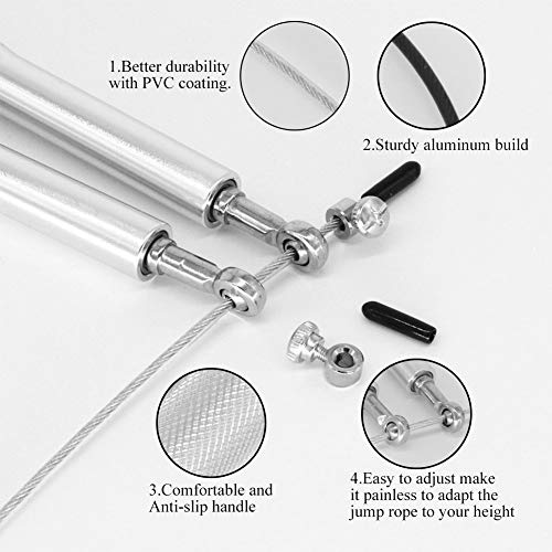 ValueHall Cuerda para Saltar con Empuñaduras de Aluminio Cuerda de Salto y Longitud Ajustable Jump Skipping Rope para Crossfit, Boxeo y Entrenamiento Cruzado V7042-1 (Plata) ValueHall Cuerda para Saltar con Empuñaduras de Aluminio Cuerda de Salto y Longitud Ajustable Jump Skipping Rope para Crossfit, Boxeo y Entrenamiento Cruzado V7042-1 (Plata)