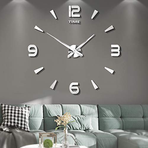 Vangold DIY Reloj de pared sin marco espejo grande 3D Sticker-2 años de garantía (Plata-73) Vangold DIY Reloj de pared sin marco espejo grande 3D Sticker-2 años de garantía (Plata-73)