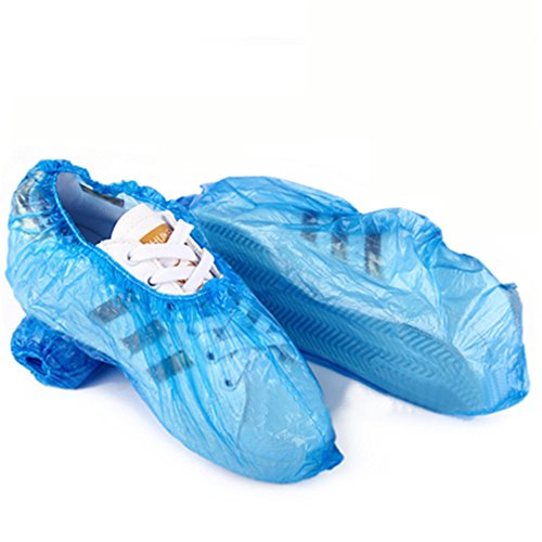 Vanker - 100 cubrezapatos desechables de plástico azul impermeables