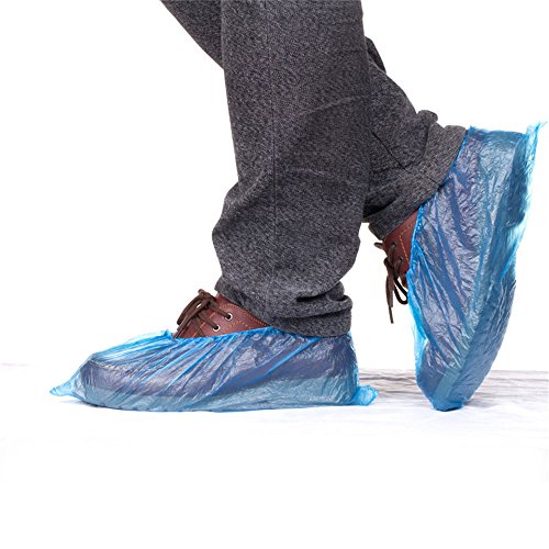 Vanker - 100 cubrezapatos desechables de plástico azul impermeables Vanker - 100 cubrezapatos desechables de plástico azul impermeables