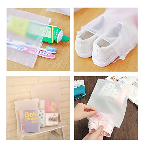 Vankra - 10 bolsas impermeables para ropa de viaje, bolsas de almacenamiento con cierre de cremallera, transparentes Número 2 Vankra - 10 bolsas impermeables para ropa de viaje, bolsas de almacenamiento con cierre de cremallera, transparentes Número 2