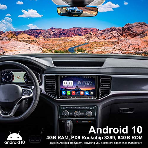 Vanku 9" Android 10 Autoradio de Coche Compatible para VW Radio con PX6, 4G + 64G/ GPS Navegador con Qualcomm Bluetooth 5.0, Soporte WiFi, Control del Volante, Dab+, SD/USB