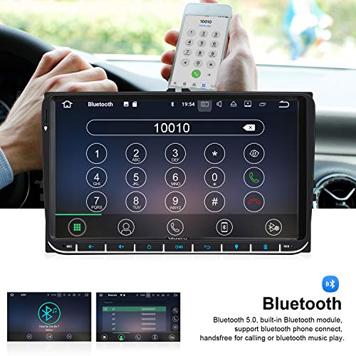 Vanku Android 10 Radio 9 Pulgadas Compatible para VW 2 DIN Autoradio con GPS Navegador soporta Bluetooth, Control Volante, USB, WiFi, 4G, Micro SD, Mirror-Link