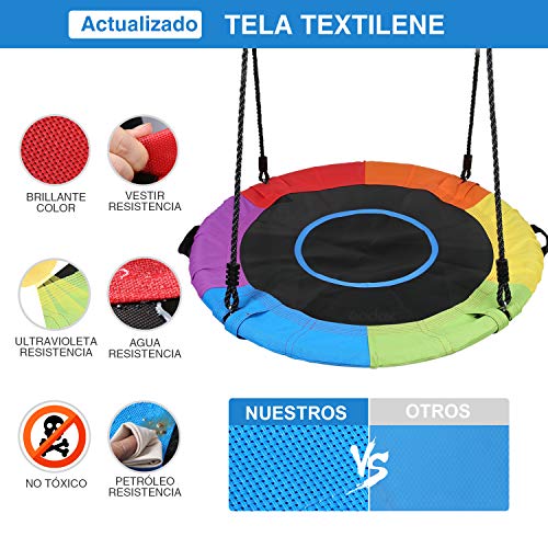 Vanku Columpio Jardín - Columpio Nido Niños Adultos Carga 300KG, Textliene Desgaste Columpio Infántil Redonda Grande Diámetro 101.6cm, Columpio Exterior al Aire Libre - Multicolor Vanku Columpio Jardín - Columpio Nido Niños Adultos Carga 300KG, Textliene Desgaste Columpio Infántil Redonda Grande Diámetro 101.6cm, Columpio Exterior al Aire Libre - Multicolor