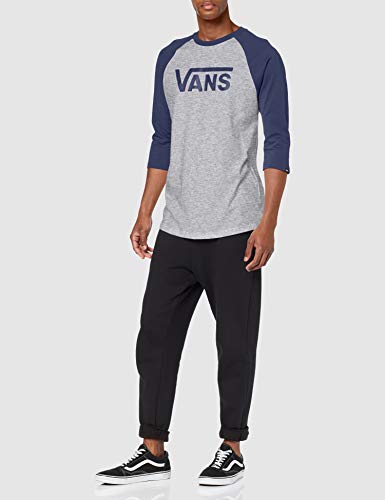 Vans Classic Raglan Camiseta, Multicolor (Athletic Heather/Dress Blue Koo), Large para Hombre