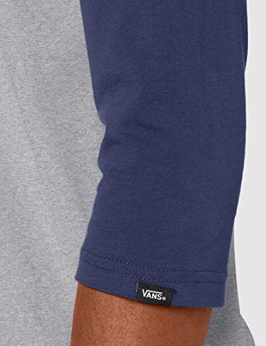 Vans Classic Raglan Camiseta, Multicolor (Athletic Heather/Dress Blue Koo), Large para Hombre