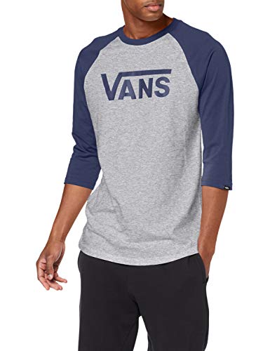 Vans Classic Raglan Camiseta, Multicolor (Athletic Heather/Dress Blue Koo), Large para Hombre