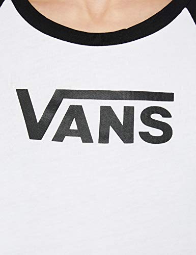 Vans Flying V LS Raglan Camisa Manga Larga, Multicolor (White-Black Yb), 40 (Talla del Fabricante: Large) para Mujer