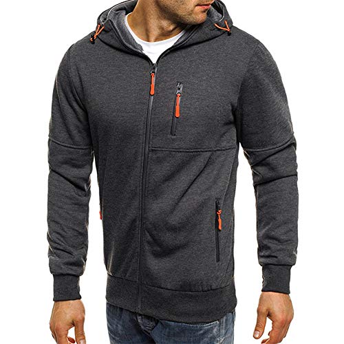 VANVENE Sudadera casual con capucha y cremallera para hombre, manga larga, chaqueta de jacquard