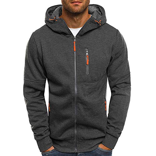 VANVENE Sudadera casual con capucha y cremallera para hombre, manga larga, chaqueta de jacquard