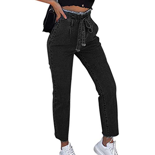 Vaqueros Retro para Mujer Cinturón Alto Estiramiento De Mezclilla Flaco Pantalones De Lápiz con Borlas para Mujer Pantalones Delgados Pantalones Casuales con CR