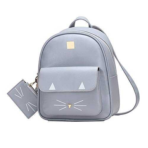 VARMHUS Mochila de ocio Cute Cat Mini School Bag, para Mujeres o Niñas (Gris, 31 * 25 * 13 CM)