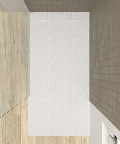 VAROBATH - Plato de ducha de Resina PLASTER Blanco - Textura pizarra, mineral, antideslizante y antibacteriano. Fabricado en España. (100x120) VAROBATH - Plato de ducha de Resina PLASTER Blanco - Textura pizarra, mineral, antideslizante y antibacteriano. Fabricado en España. (100x120)