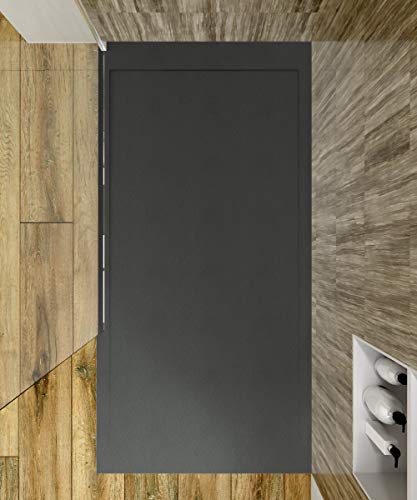 VAROBATH - Plato de ducha de Resina SYSTEM - Color Grafito - Carga Mineral - Textura de pizarra, antideslizante y antibacteriano. Fabricado en España. (100x120) VAROBATH - Plato de ducha de Resina SYSTEM - Color Grafito - Carga Mineral - Textura de pizarra, antideslizante y antibacteriano. Fabricado en España. (100x120)