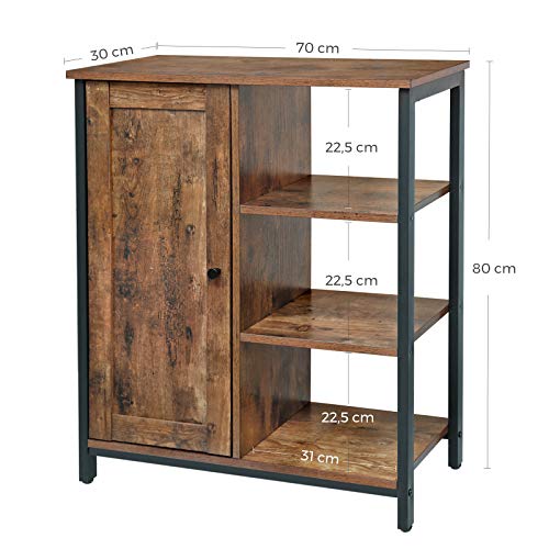 VASAGLE Armario de Almacenamiento Independiente, para Cocina, Salón, Dormitorio, Baño, Oficina, Armario con Estantes, Estantería Multifuncional, Estilo Industrial, Marrón Rústico LSC64BX VASAGLE Armario de Almacenamiento Independiente, para Cocina, Salón, Dormitorio, Baño, Oficina, Armario con Estantes, Estantería Multifuncional, Estilo Industrial, Marrón Rústico LSC64BX