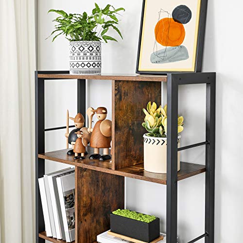 VASAGLE Estantería libreria, Librería de 4 Niveles, Estantería de Estilo Industrial, 74 x 30 x 154.5 cm, para Sala de Estar, Estudio, Oficina, Gran Espacio, Montaje Sencillo, Rústico y Negro LBC12BX