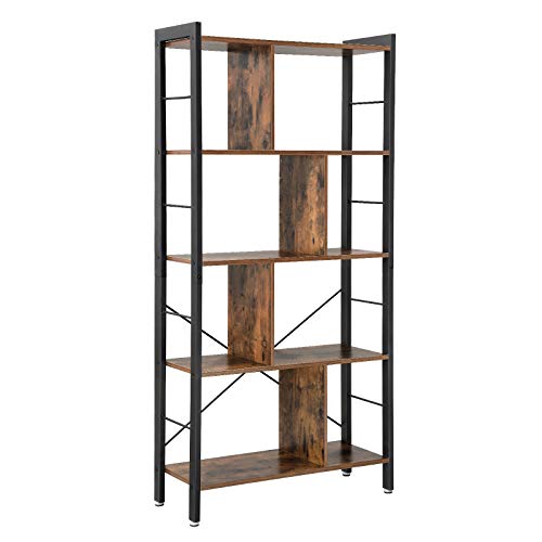 VASAGLE Estantería libreria, Librería de 4 Niveles, Estantería de Estilo Industrial, 74 x 30 x 154.5 cm, para Sala de Estar, Estudio, Oficina, Gran Espacio, Montaje Sencillo, Rústico y Negro LBC12BX