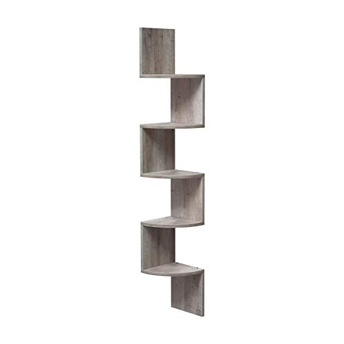 VASAGLE Estantería para Esquina de 5 Niveles, Estantería Esquinera, de Madera, Ideal para Cocina, Dormitorio, Sala de Estar, Estudio, Greige LBC020M01 VASAGLE Estantería para Esquina de 5 Niveles, Estantería Esquinera, de Madera, Ideal para Cocina, Dormitorio, Sala de Estar, Estudio, Greige LBC020M01