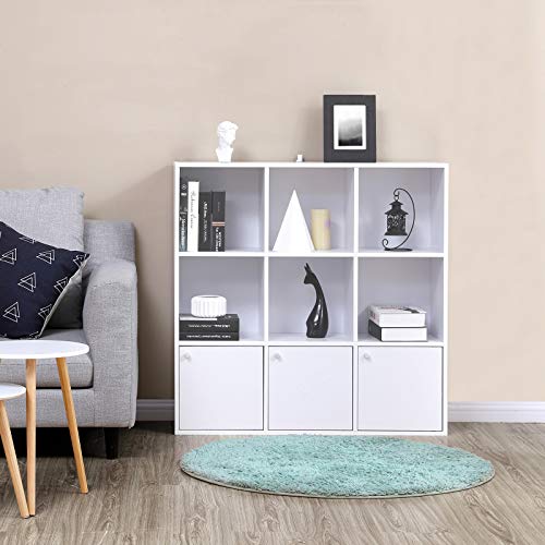 VASAGLE Librería de Madera, Biblioteca para el Hogar u Oficina, 6 Cubos estantes, Estantería para DVD con 3 cajones Inferiores, Blanco LBC33WT VASAGLE Librería de Madera, Biblioteca para el Hogar u Oficina, 6 Cubos estantes, Estantería para DVD con 3 cajones Inferiores, Blanco LBC33WT