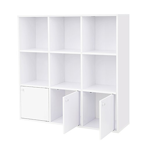 VASAGLE Librería de Madera, Biblioteca para el Hogar u Oficina, 6 Cubos estantes, Estantería para DVD con 3 cajones Inferiores, Blanco LBC33WT VASAGLE Librería de Madera, Biblioteca para el Hogar u Oficina, 6 Cubos estantes, Estantería para DVD con 3 cajones Inferiores, Blanco LBC33WT