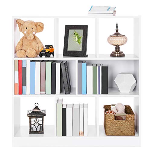 VASAGLE Librería de Madera con Cubos y estantes Abiertos, Estantería para Libros Independiente, para Sala de Estar, Dormitorio, Habitación de niños y Oficina Blanco LBC52WT