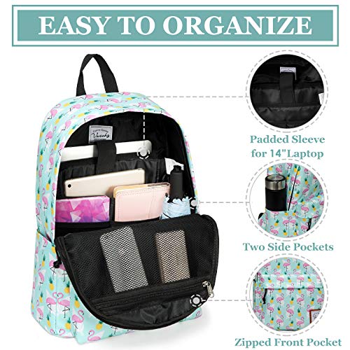 VASCHY Mochila Mujer, Mochila Niña Casual Mochilas Escolares Juveniles Mochila para Portatil 14 Pulgadas Mochila Universidad Impermeable Mochila Instituto para Chicas Flamencos VASCHY Mochila Mujer, Mochila Niña Casual Mochilas Escolares Juveniles Mochila para Portatil 14 Pulgadas Mochila Universidad Impermeable Mochila Instituto para Chicas Flamencos
