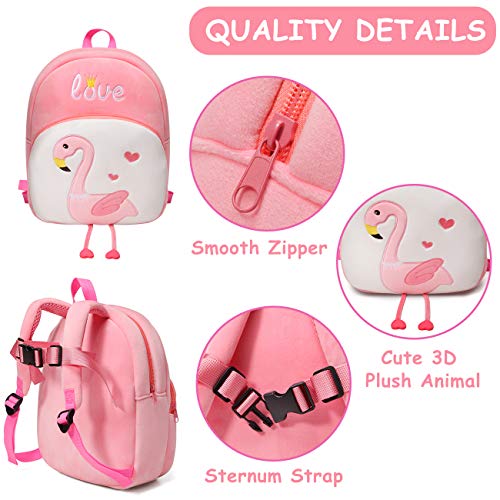 VASCHY Mochila Niña,Mochila Infantil Niñas Escolar Pequeña Felpa Linda de Bolsa para Guarderia con Hebilla de Pecho Flamenco VASCHY Mochila Niña,Mochila Infantil Niñas Escolar Pequeña Felpa Linda de Bolsa para Guarderia con Hebilla de Pecho Flamenco