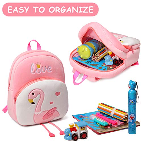 VASCHY Mochila Niña,Mochila Infantil Niñas Escolar Pequeña Felpa Linda de Bolsa para Guarderia con Hebilla de Pecho Flamenco VASCHY Mochila Niña,Mochila Infantil Niñas Escolar Pequeña Felpa Linda de Bolsa para Guarderia con Hebilla de Pecho Flamenco