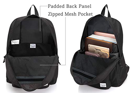 VASCHY Mochilas Escolares,Mochila Hombre Mujer Livianas Casual Resistente Al Agua Mochila Vintage 20 litros para Instituto Universidad Negro VASCHY Mochilas Escolares,Mochila Hombre Mujer Livianas Casual Resistente Al Agua Mochila Vintage 20 litros para Instituto Universidad Negro
