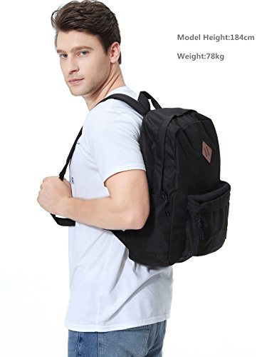 VASCHY Mochilas Escolares,Mochila Hombre Mujer Livianas Casual Resistente Al Agua Mochila Vintage 20 litros para Instituto Universidad Negro VASCHY Mochilas Escolares,Mochila Hombre Mujer Livianas Casual Resistente Al Agua Mochila Vintage 20 litros para Instituto Universidad Negro