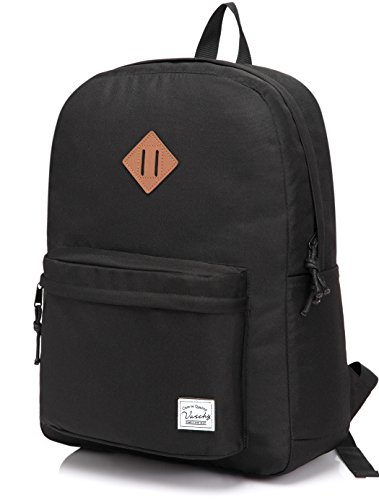 VASCHY Mochilas Escolares,Mochila Hombre Mujer Livianas Casual Resistente Al Agua Mochila Vintage 20 litros para Instituto Universidad Negro VASCHY Mochilas Escolares,Mochila Hombre Mujer Livianas Casual Resistente Al Agua Mochila Vintage 20 litros para Instituto Universidad Negro