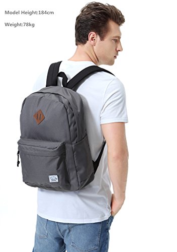 VASCHY Mochilas Escolares,Mochila Hombre Mujer Livianas Casual Resistente Al Agua Mochila Vintage 20 Litros para Universidad Gris VASCHY Mochilas Escolares,Mochila Hombre Mujer Livianas Casual Resistente Al Agua Mochila Vintage 20 Litros para Universidad Gris