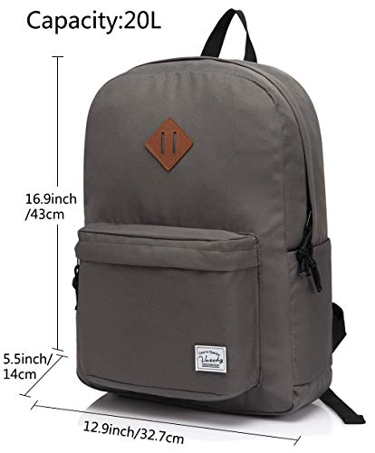VASCHY Mochilas Escolares,Mochila Hombre Mujer Livianas Casual Resistente Al Agua Mochila Vintage 20 Litros para Universidad Gris VASCHY Mochilas Escolares,Mochila Hombre Mujer Livianas Casual Resistente Al Agua Mochila Vintage 20 Litros para Universidad Gris